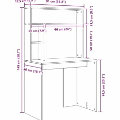 vidaXL Mobiliario De Oficina-Escritorio 91 x 50 x 149 cm Madera de ingeniería