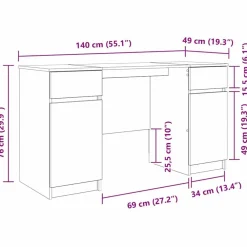 vidaXL Mobiliario De Oficina-Escritorio 140 x 49 x 76 cm Madera contrachapada