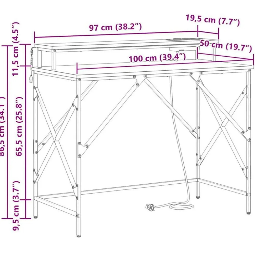 vidaXL Escritorio Roble Marrón 100 x 50 x 86,5 cm Madera de ingeniería Marrón roble