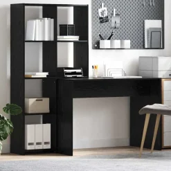 vidaXL Escritorio 138,5 x 55 x 143 cm Madera de ingeniería Roble negro