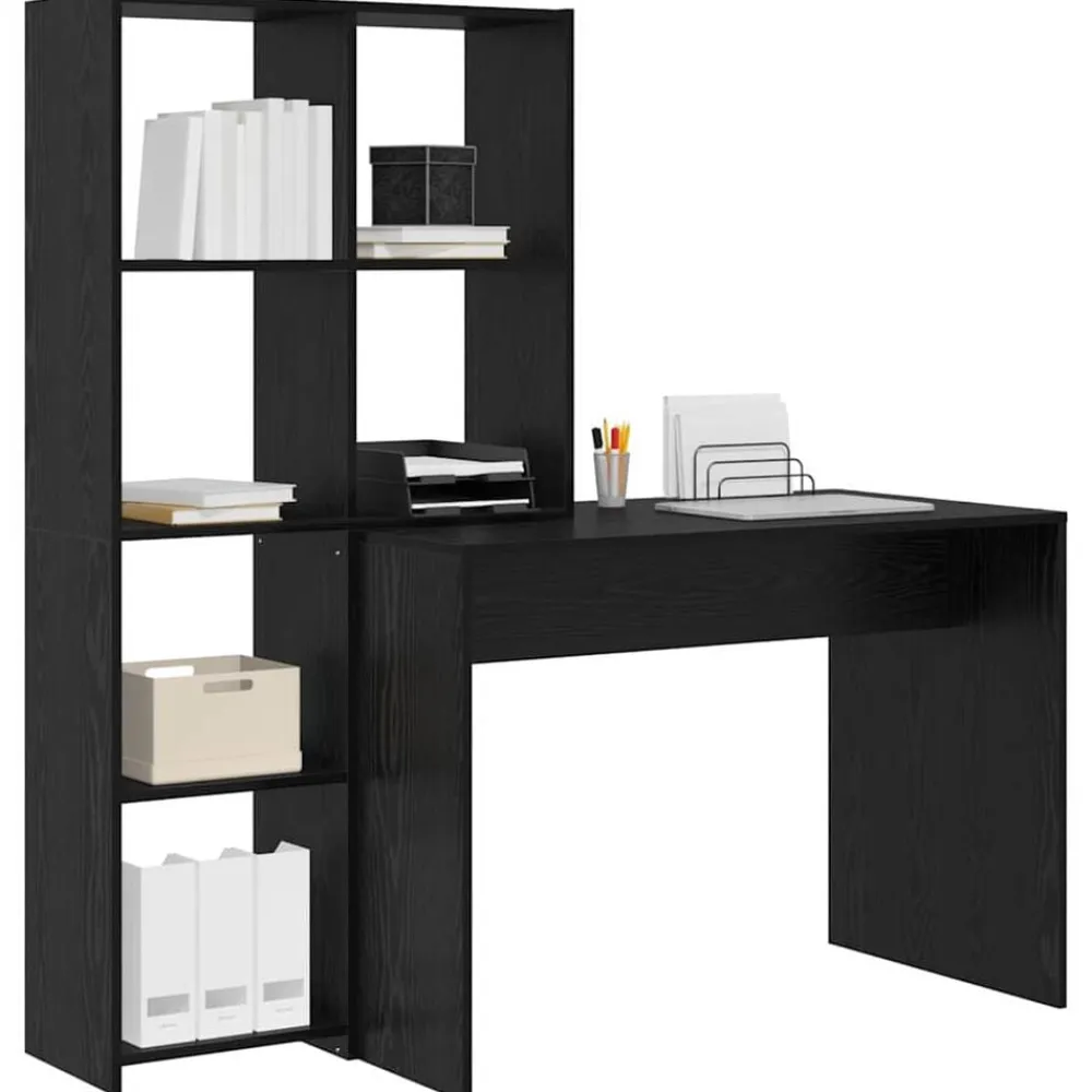 vidaXL Escritorio 138,5 x 55 x 143 cm Madera de ingeniería Roble negro