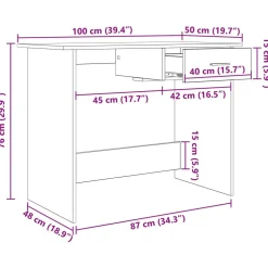 vidaXL Mobiliario De Oficina-Escritorio 100 x 50 x 76 cm Madera de ingeniería