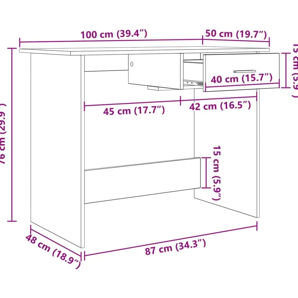 vidaXL Mobiliario De Oficina-Escritorio 100 x 50 x 76 cm Madera de ingeniería