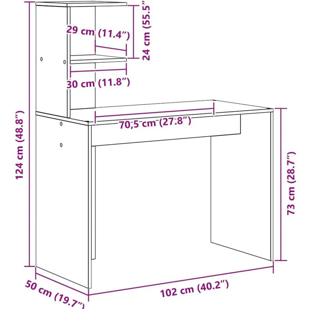 vidaXL Mobiliario De Oficina-Escritorio 102 x 50 x 124 cm Madera de ingeniería