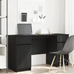 vidaXL Escritorio 140 x 49 x 76 cm Madera contrachapada Roble negro Outlet
