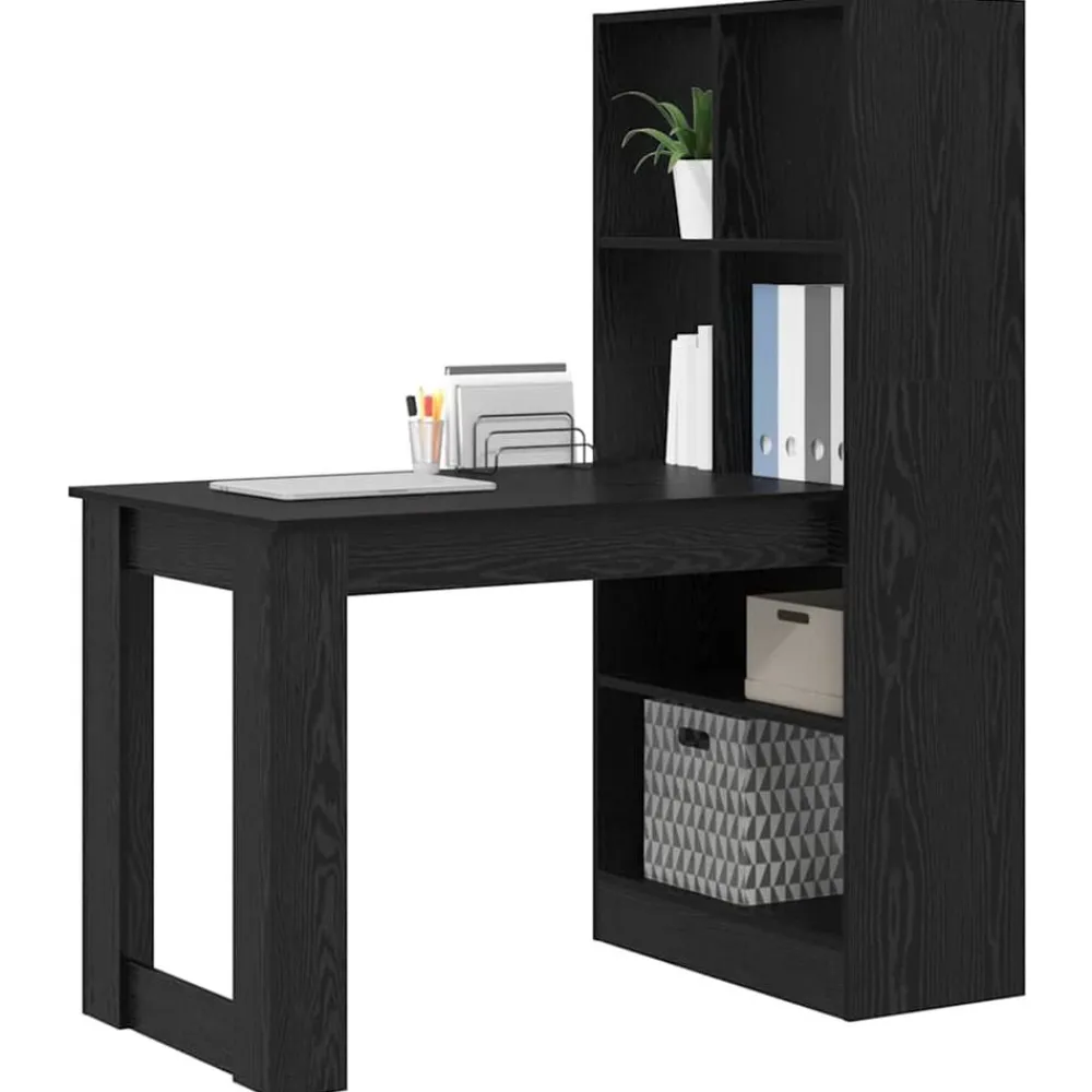 vidaXL Escritorio 122 x 67 x 145 cm Madera de ingeniería Roble negro Discount