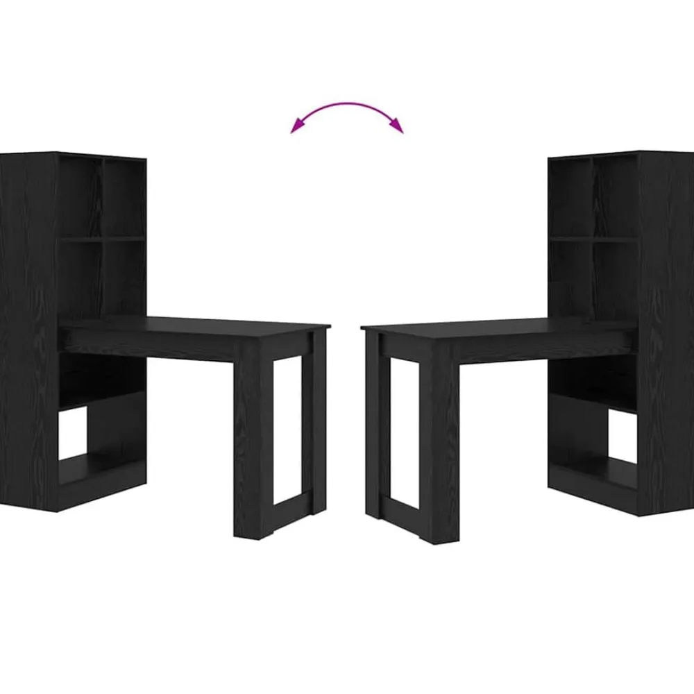 vidaXL Escritorio 122 x 67 x 145 cm Madera de ingeniería Roble negro Discount