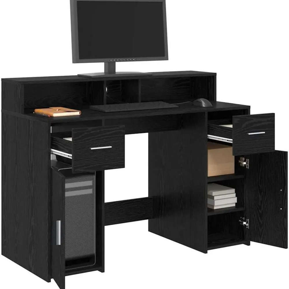 vidaXL Escritorio 120 x 55 x 91 cm Madera contrachapada Roble negro Hot