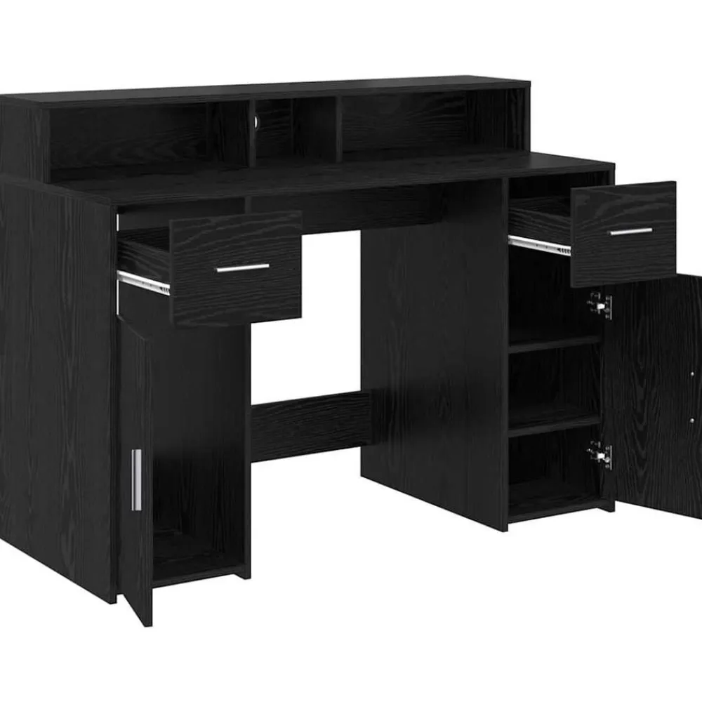 vidaXL Escritorio 120 x 55 x 91 cm Madera contrachapada Roble negro Hot