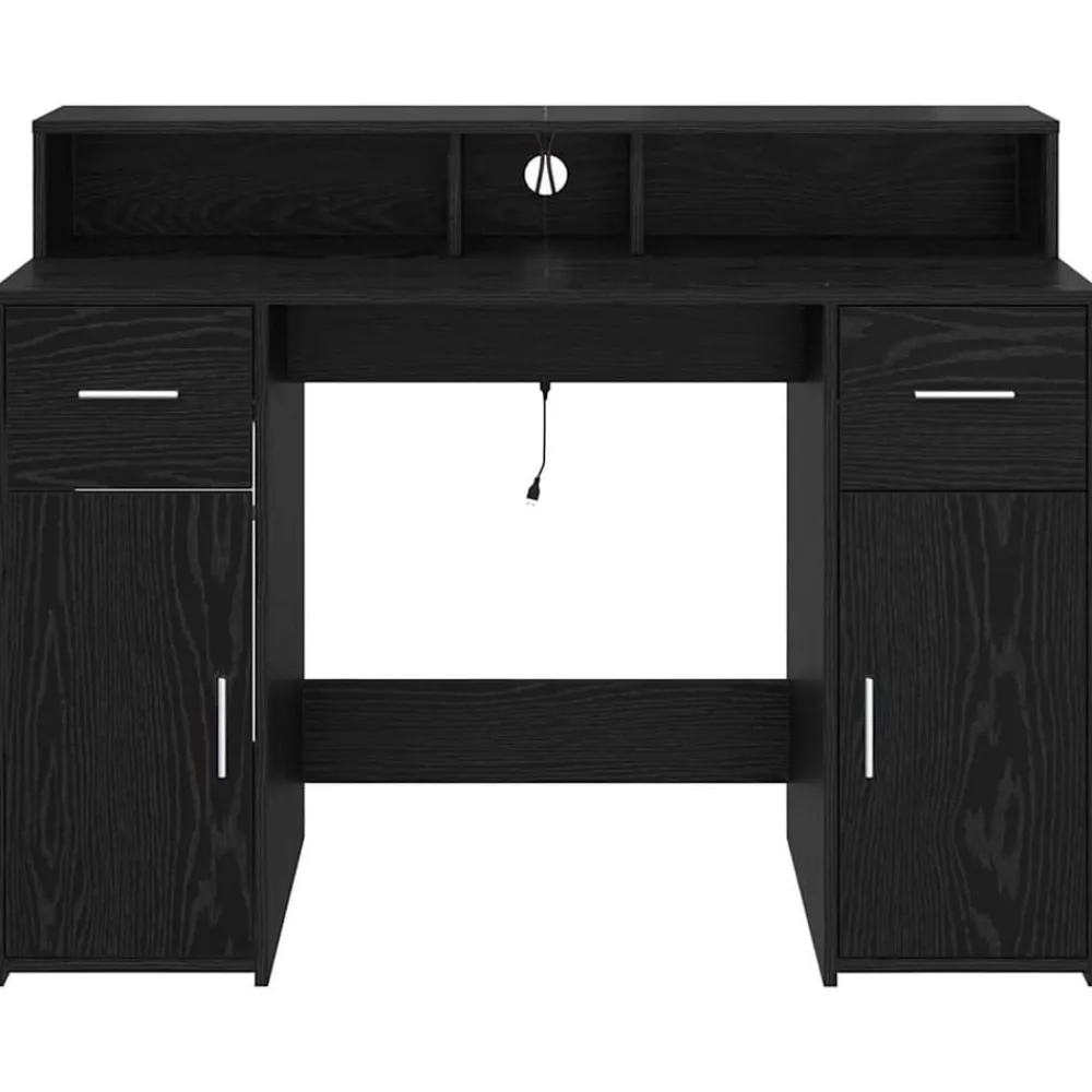 vidaXL Escritorio 120 x 55 x 91 cm Madera contrachapada Roble negro Hot