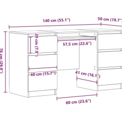 vidaXL Mobiliario De Oficina-Escritorio 140 x 50 x 76 cm Madera de ingeniería