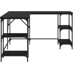 vidaXL Escritorio 139 x 139 x 75 cm Madera contrachapada Roble negro