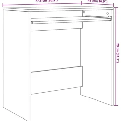 vidaXL Escritorio 77.5 x 43 x 79 cm Madera de ingeniería Roble negro Clearance