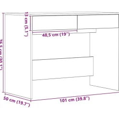 vidaXL Mobiliario De Oficina-Escritorio 101x50x76,5 cm madera de ingeniería