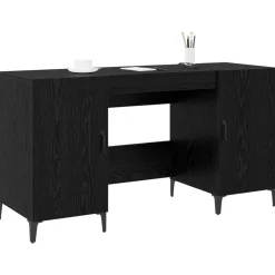 vidaXL Escritorio 140 x 50 x 75 cm Madera de ingeniería Roble negro New