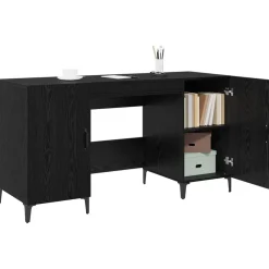 vidaXL Escritorio 140 x 50 x 75 cm Madera de ingeniería Roble negro New