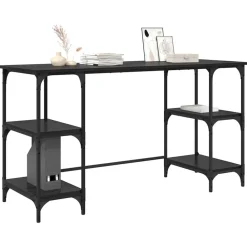 vidaXL Escritorio 140 x 50 x 75 cm Madera contrachapada Roble negro Best