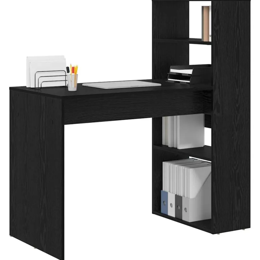 vidaXL Escritorio 113 x 54 x 120 cm Madera de ingeniería Roble negro Outlet