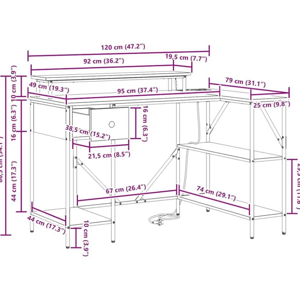 vidaXL Mobiliario De Oficina-Escritorio 120 x 79 x 86,5 cm Madera de ingeniería