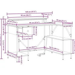 vidaXL Escritorio 120 x 79 x 86,5 cm Madera de ingeniería Roble Sonoma Sale