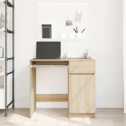 vidaXL Escritorio 86x49x76 cm madera de ingeniería Roble Sonoma New