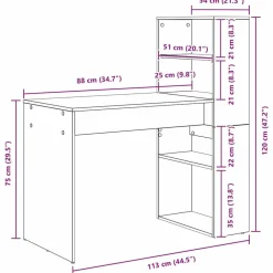 vidaXL Mobiliario De Oficina-Escritorio 113 x 54 x 120 cm Madera de ingeniería