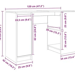 vidaXL Escritorio Sonoma gris 120x42x76 cm madera de ingeniería Gris sonoma Outlet