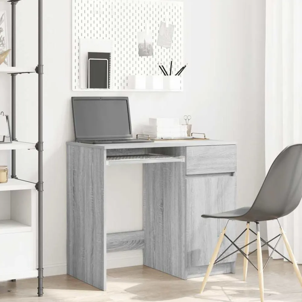 vidaXL Mobiliario De Oficina-Escritorio Sonoma gris 86x49x76 cm madera de ingeniería