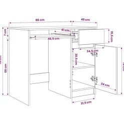 vidaXL Mobiliario De Oficina-Escritorio Sonoma gris 86x49x76 cm madera de ingeniería