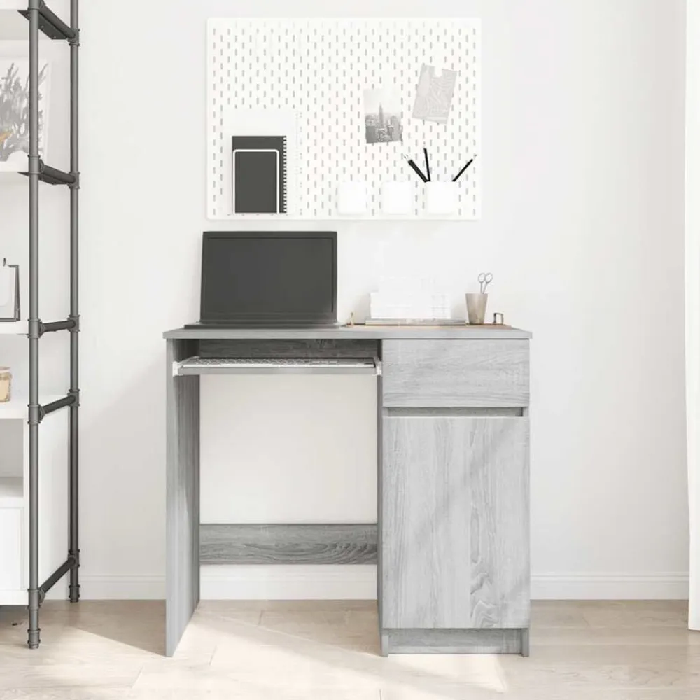 vidaXL Mobiliario De Oficina-Escritorio Sonoma gris 86x49x76 cm madera de ingeniería
