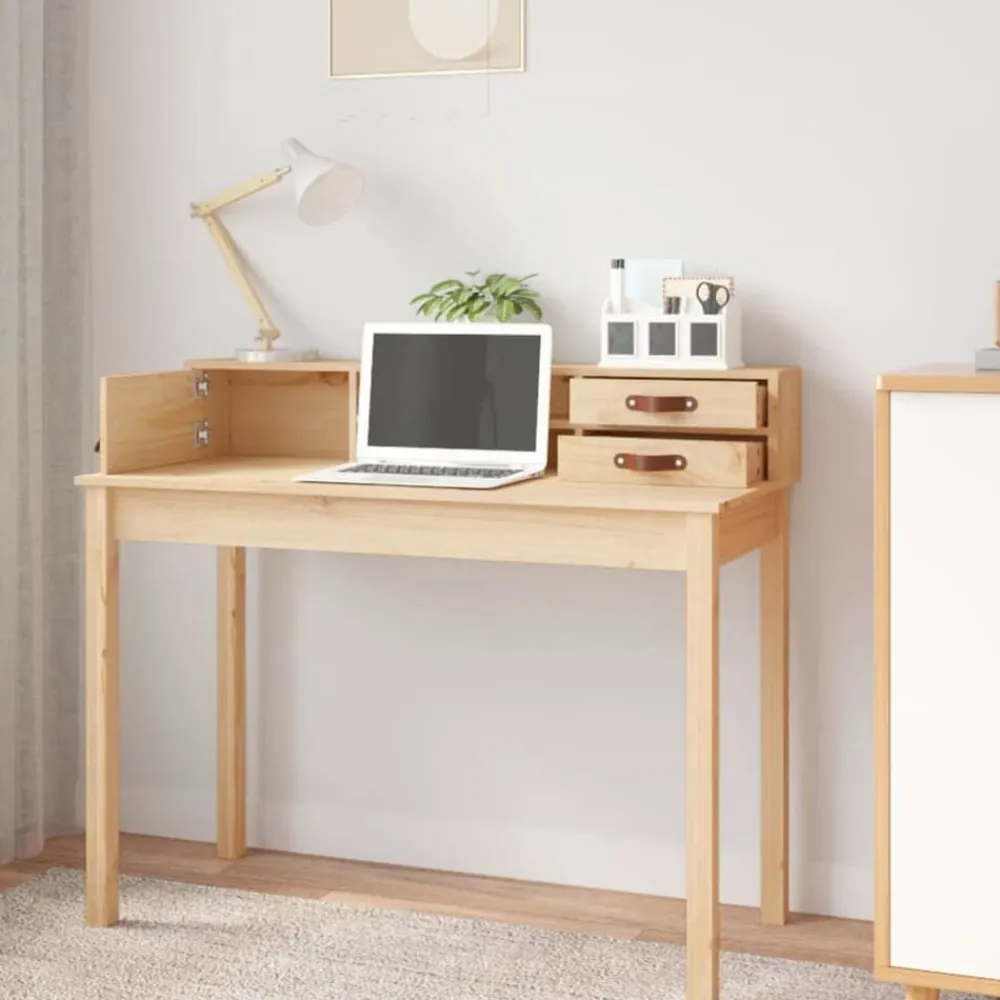vidaXL Escritorio 110x50x93 cm Madera maciza de pino Natural Sale