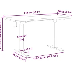 vidaXL Escritorio y Marrón Claro 140 x 60 cm Madera de Roble Sólido y marr&oacute;n claro New