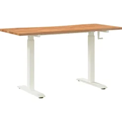 vidaXL Escritorio y Marrón Claro 140 x 60 cm Madera de Roble Sólido y marr&oacute;n claro New