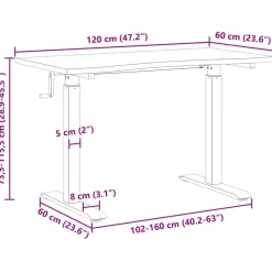 vidaXL Escritorio y marrón oscuro 120 x 60 cm Madera de Roble Sólido y marr&oacute;n oscuro Discount