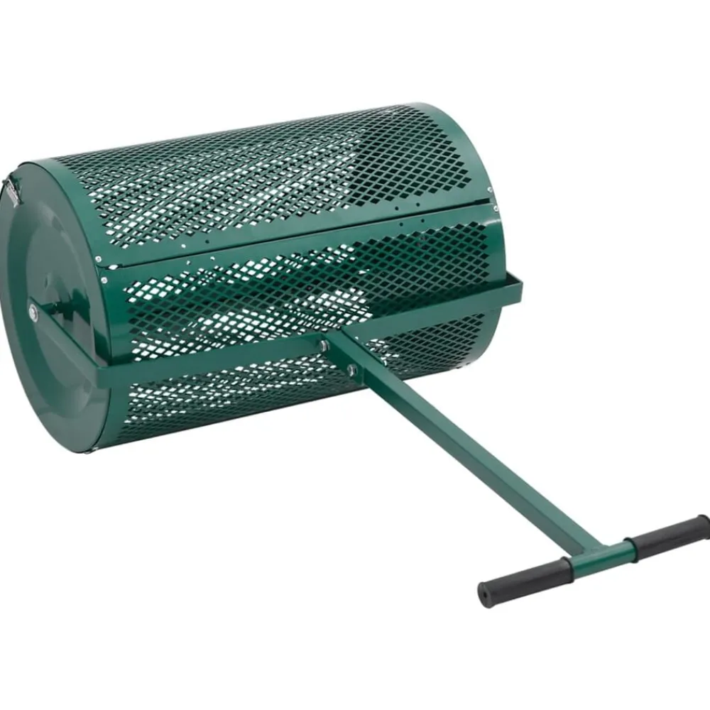 vidaXL Jardín-Esparcidora de compost acero 75L verde Ø40x60 cm