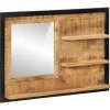 vidaXL Espejo con estantes madera maciza de mango y vidrio 80x8x55 cm Sale