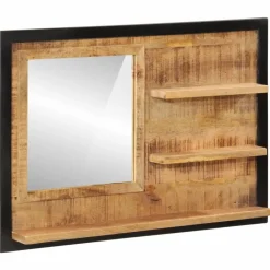 vidaXL Espejo con estantes madera maciza de mango y vidrio 80x8x55 cm Sale