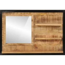 vidaXL Espejo con estantes madera maciza de mango y vidrio 80x8x55 cm Sale