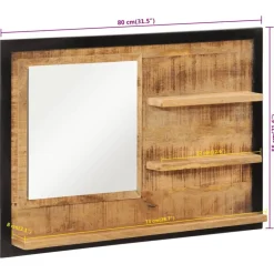 vidaXL Espejo con estantes madera maciza de mango y vidrio 80x8x55 cm Sale