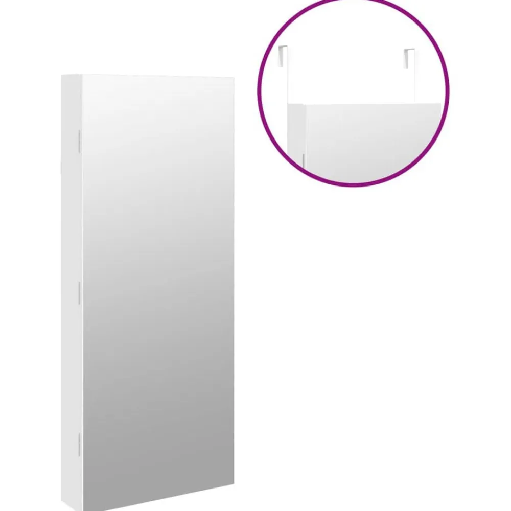 vidaXL Decoración-Espejo con joyero y luces LED para pared