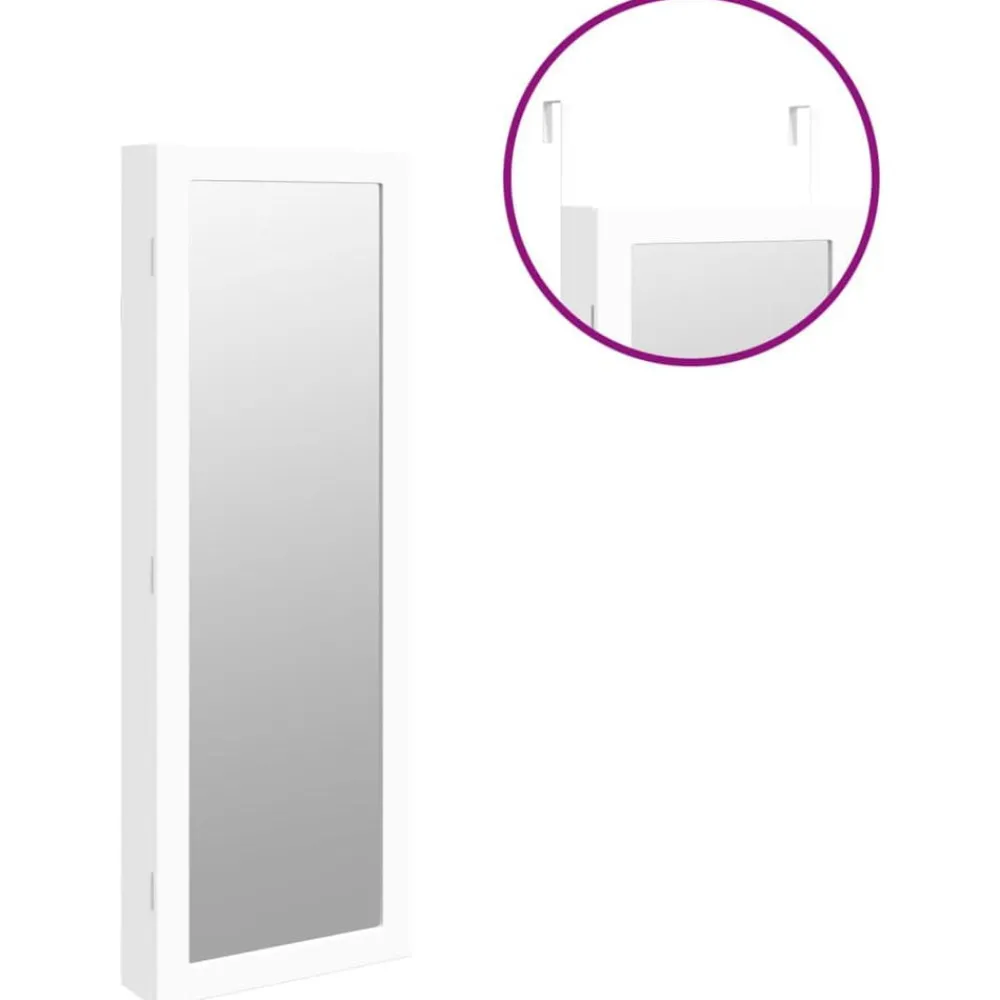 vidaXL Decoración-Espejo con joyero y luces LED para pared