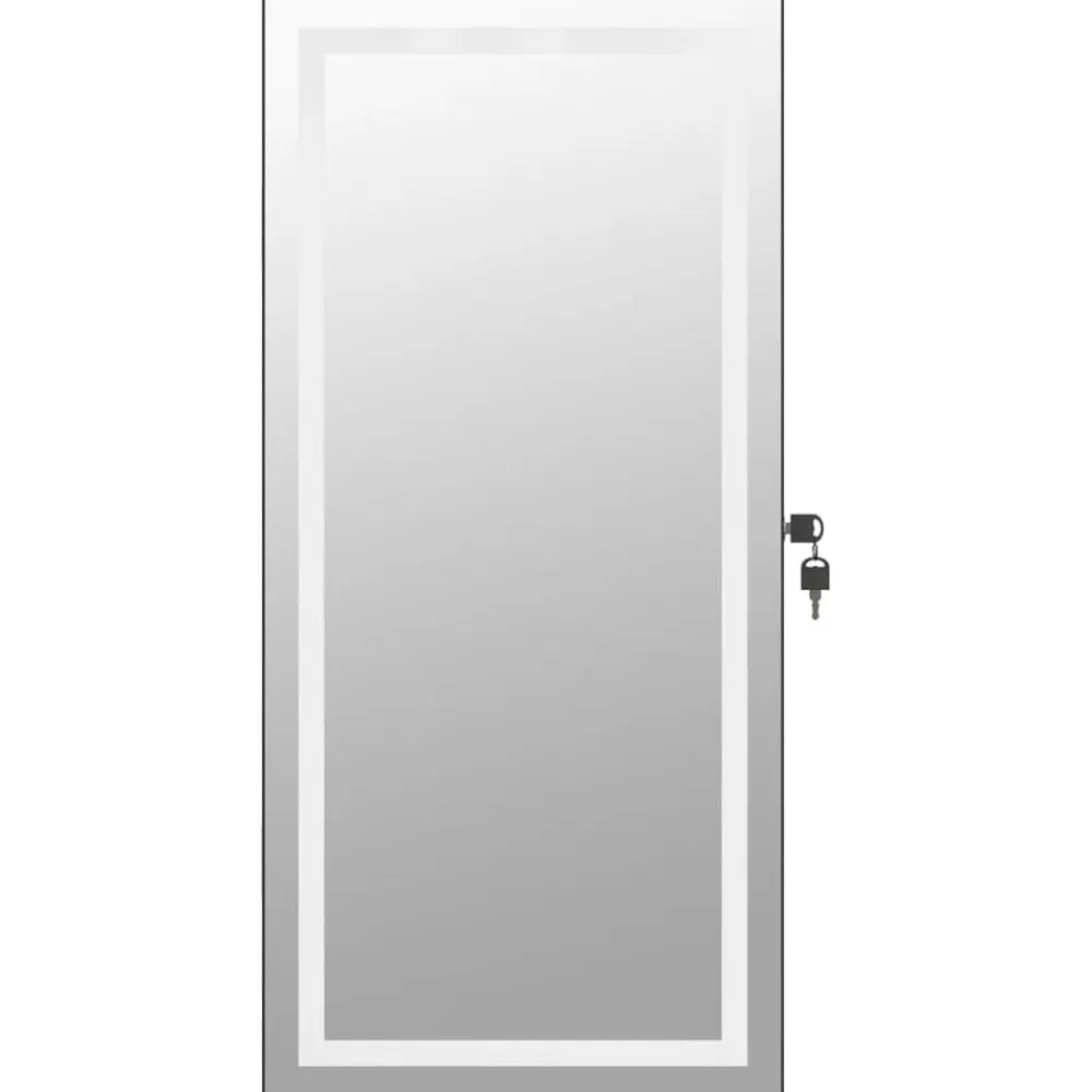 vidaXL Espejo con joyero y luces LED para pared Negro Clearance