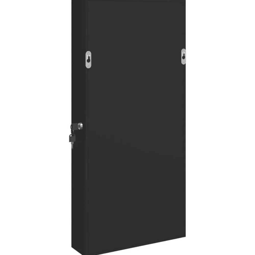 vidaXL Espejo con joyero y luces LED para pared Negro Clearance