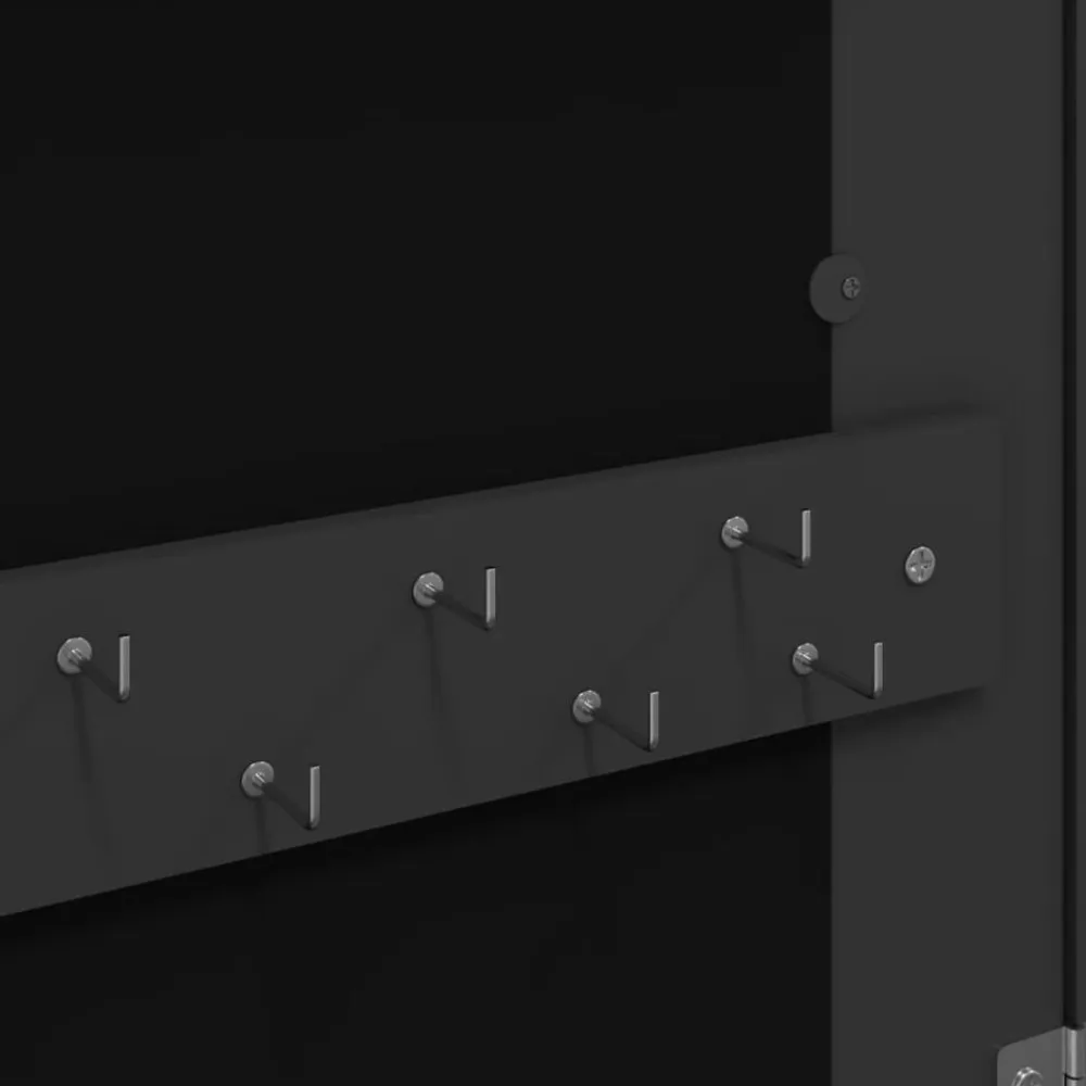 vidaXL Espejo con joyero y luces LED para pared Negro Clearance