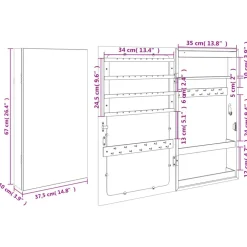 vidaXL Espejo con joyero y luces LED para pared Blanco Clearance