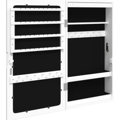 vidaXL Espejo con joyero y luces LED para pared Blanco Clearance
