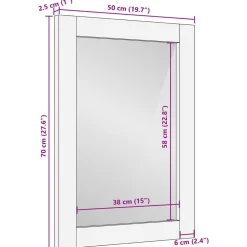 vidaXL Espejo de baño Acabado de Acacia Marrón 50 x 70 x 2,5 cm Acabado marrón de acacia Clearance
