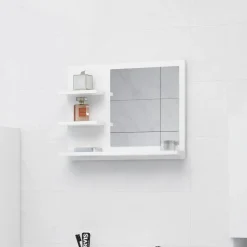 vidaXL Armarios Y Almacenamiento-Espejo de baño madera contrachapada 60x10,5x45 cm