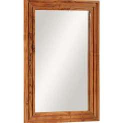 vidaXL Espejo de baño madera maciza de acacia y vidrio 50x70 cm Marrón claro Outlet