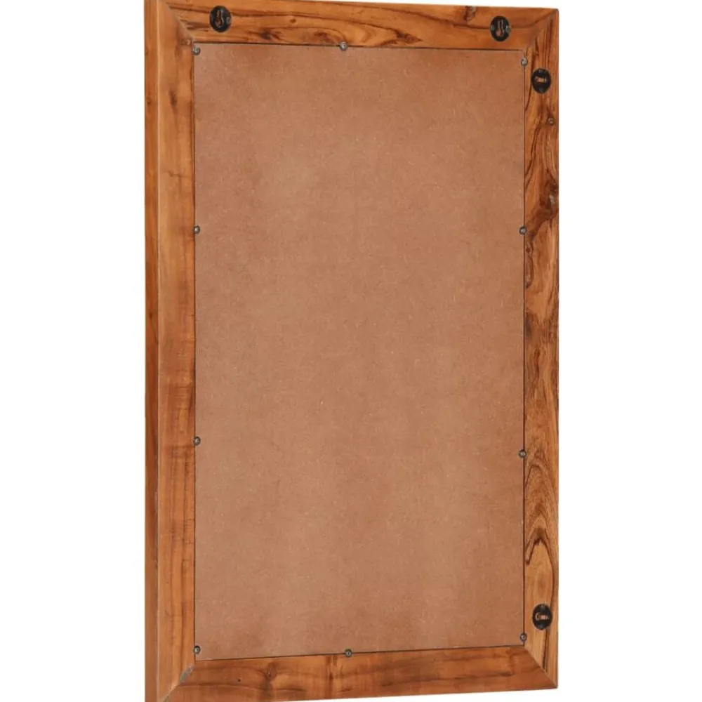 vidaXL Espejo de baño madera maciza de acacia y vidrio 50x70 cm Marrón claro Outlet